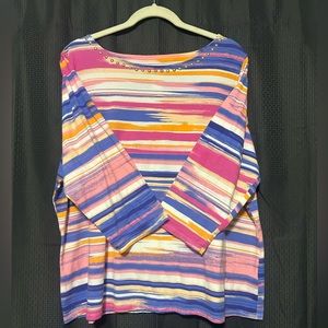 Ruby Roads Favorites Women’s Stripped Top Sz 1X